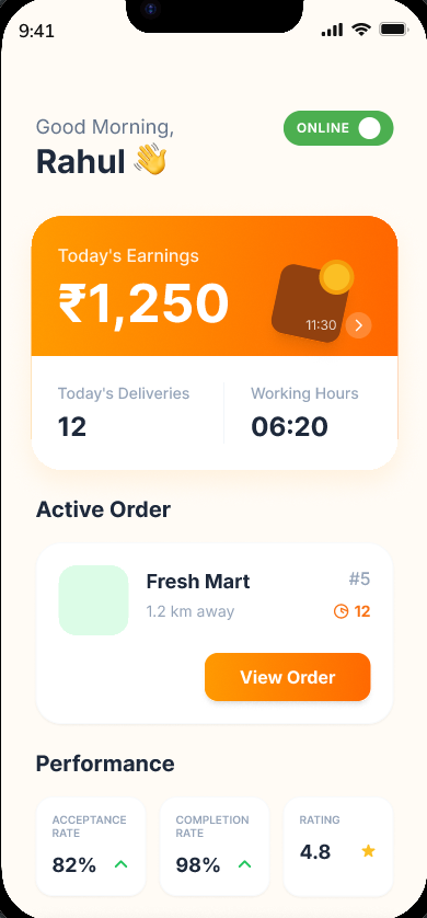 Delivery app — home