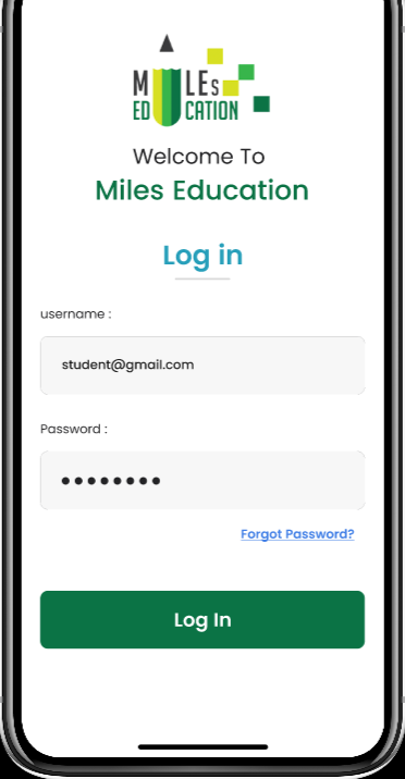 Mobile app — log in